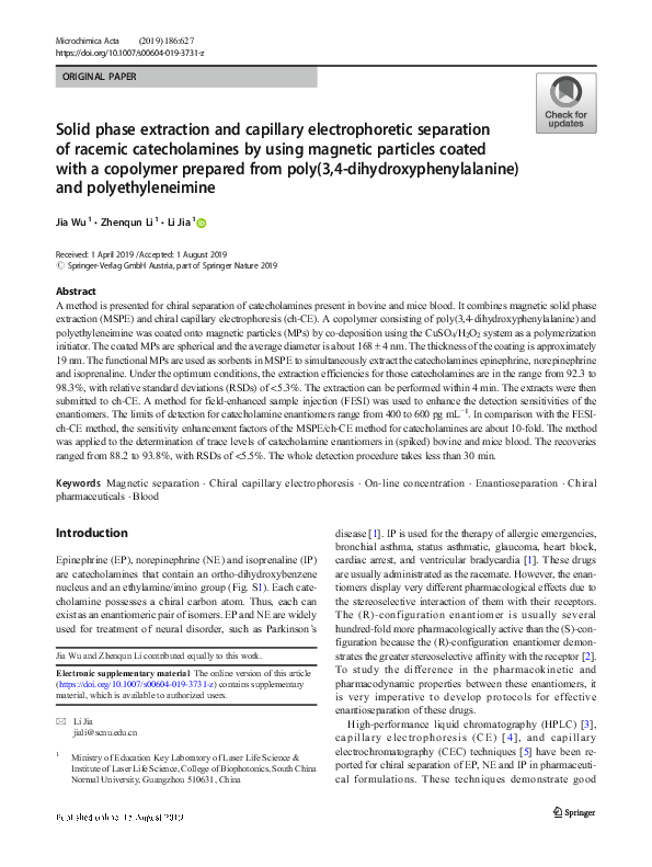 (PDF) Solidphase extraction and capillary electrophoresis