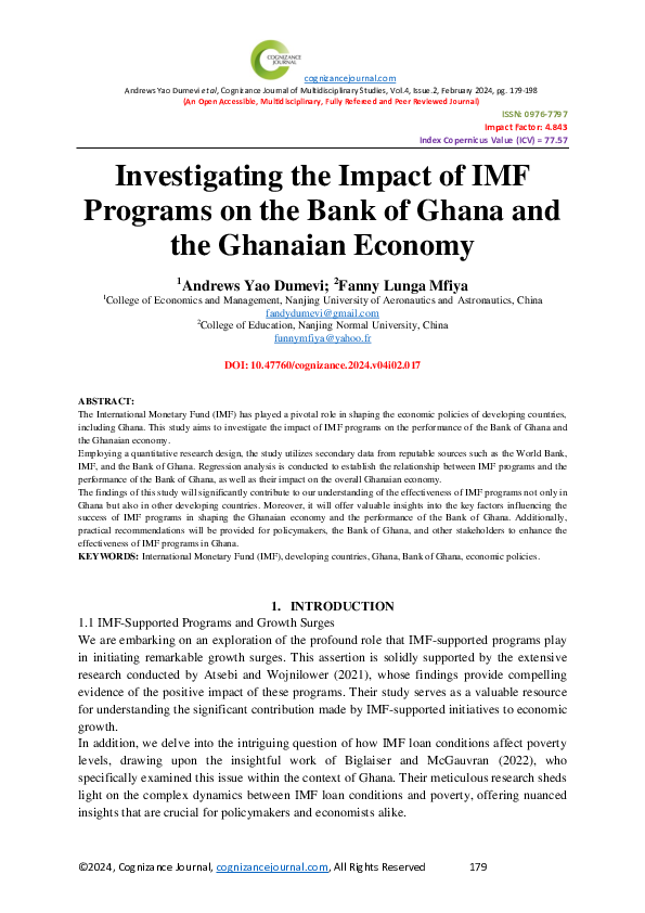 (PDF) Investigating the Impact of IMF Programs on the Bank of Ghana and ...