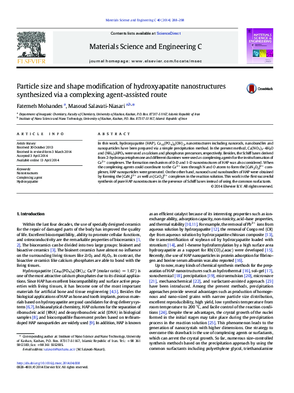 (PDF) Particle size and shape modification of hydroxyapatite ...