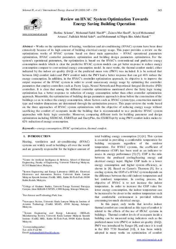 (PDF) Review on HVAC System Optimization Towards Energy Saving Building ...