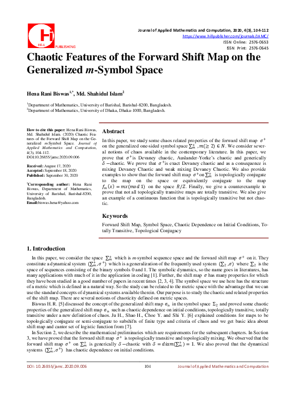 (PDF) Chaotic Features of the Forward Shift Map on the Generalized m ...
