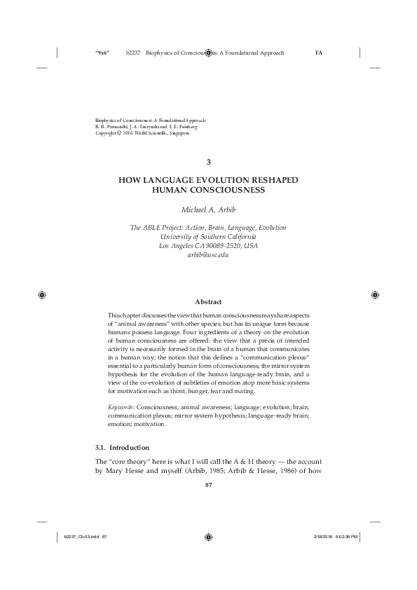 (PDF) How Language Evolution Reshaped Human Consciousness