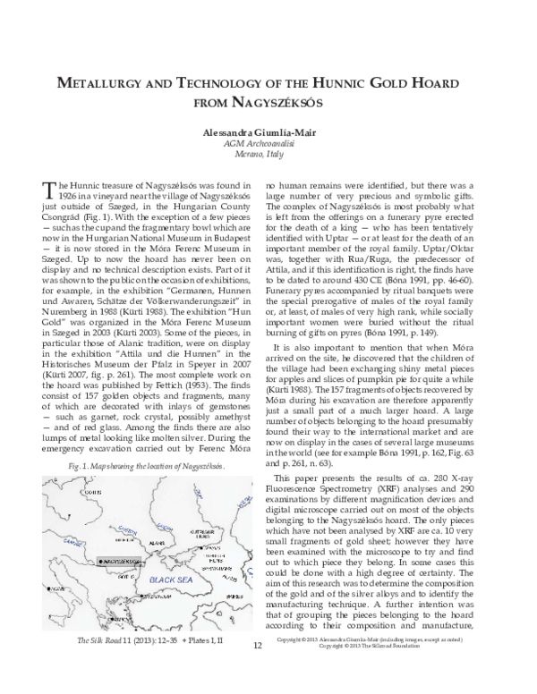 (PDF) Metallurgy and Technology of the Hunnic Gold Hoard from Nagyszéksós
