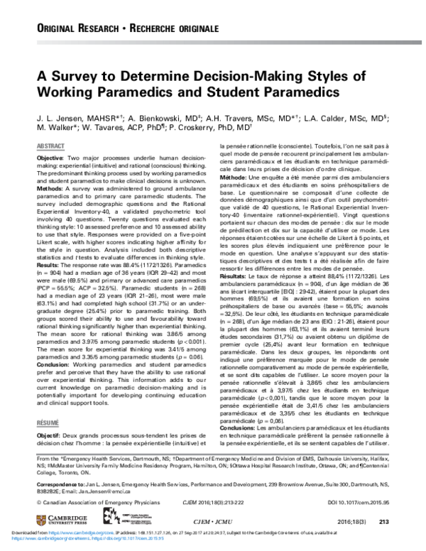 (PDF) A Survey to Determine Decision-Making Styles of Working ...