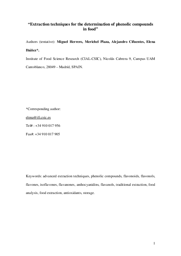 (PDF) Extraction techniques for the determination of phenolic compounds ...