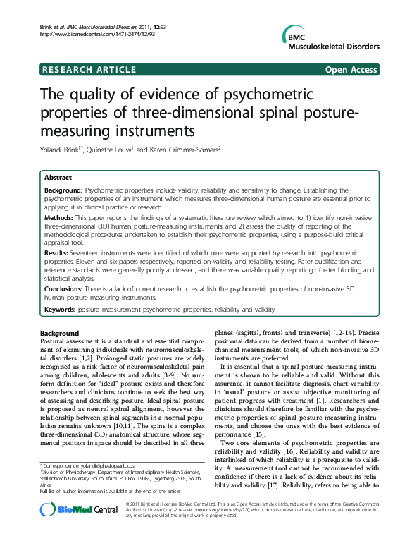 (PDF) The quality of evidence of psychometric properties of three ...