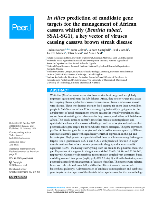 (PDF) In silico prediction of candidate gene targets for the management ...