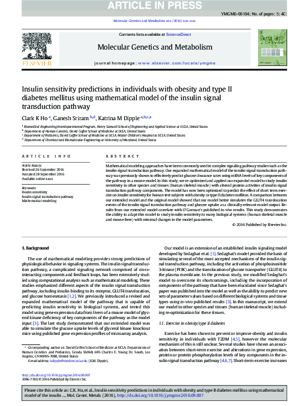 (PDF) Insulin sensitivity predictions in individuals with obesity and ...