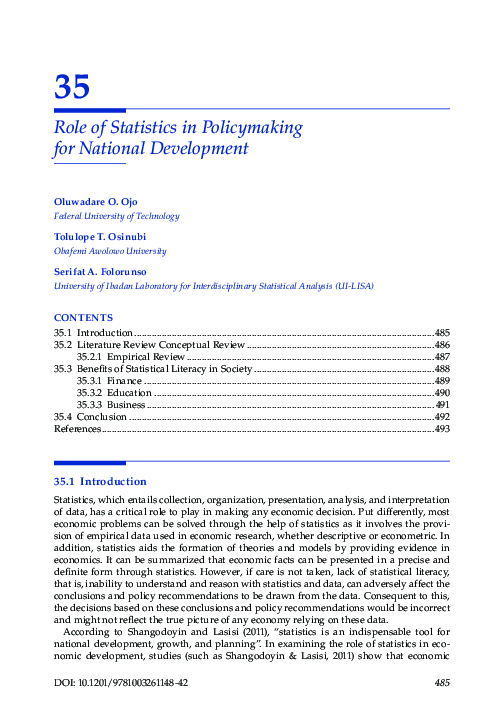 (PDF) Role of Statistics in Policymaking for National Development
