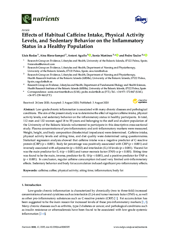 (PDF) Effects of Habitual Caffeine Intake, Physical Activity Levels ...