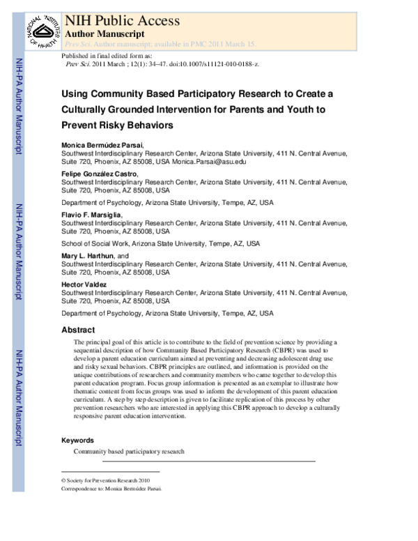 (PDF) Using Community Based Participatory Research to Create a ...