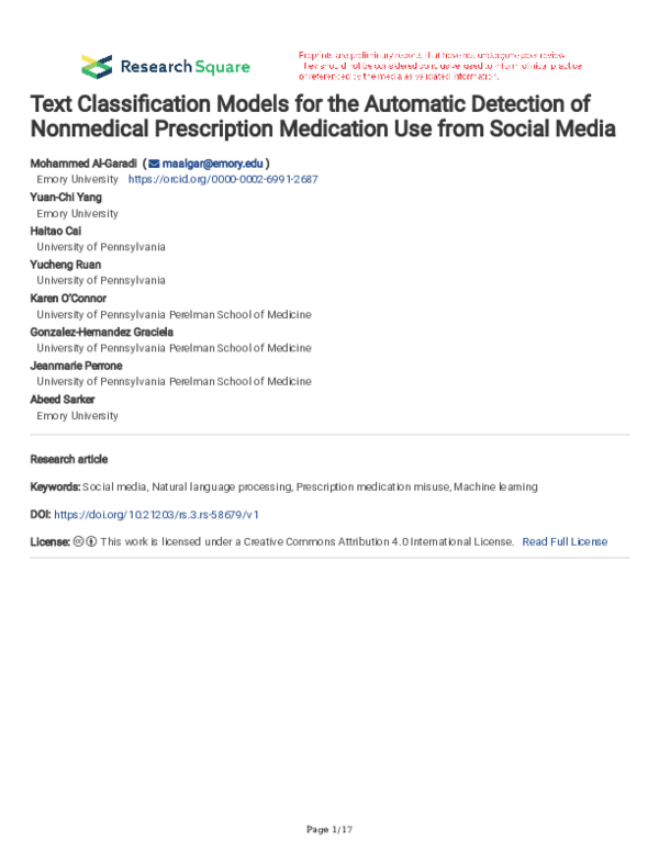 (PDF) Text Classification Models for the Automatic Detection of ...