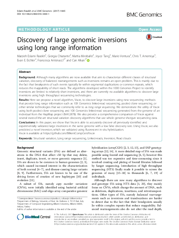 (PDF) Discovery of large genomic inversions using long range information