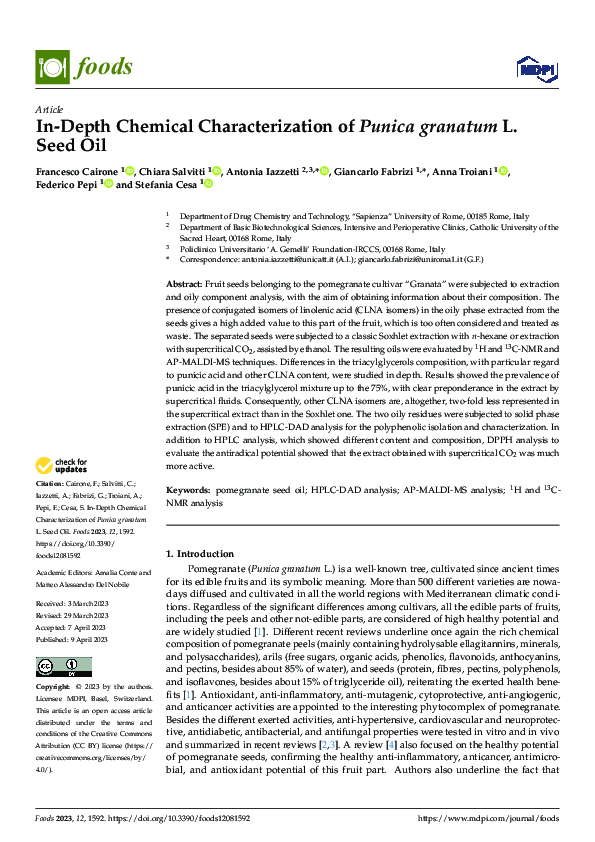 (PDF) In-Depth Chemical Characterization of Punica granatum L. Seed Oil