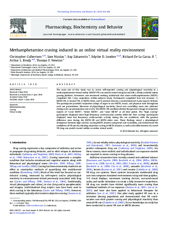 (PDF) Methamphetamine craving induced in an online virtual reality ...