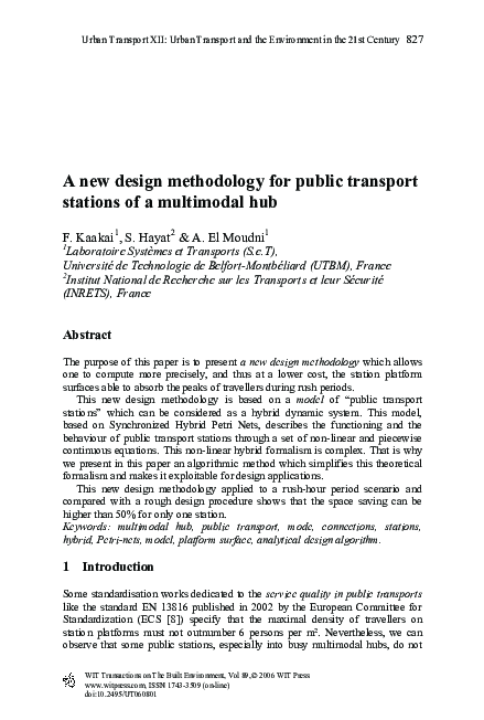 (PDF) A new design methodology for public transport stations of a ...
