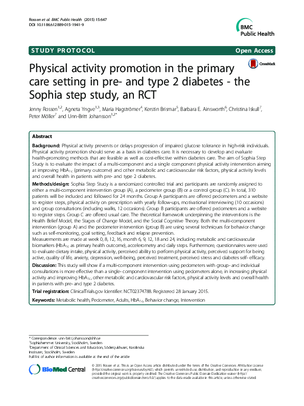 (PDF) Physical activity promotion in the primary care setting in pre ...