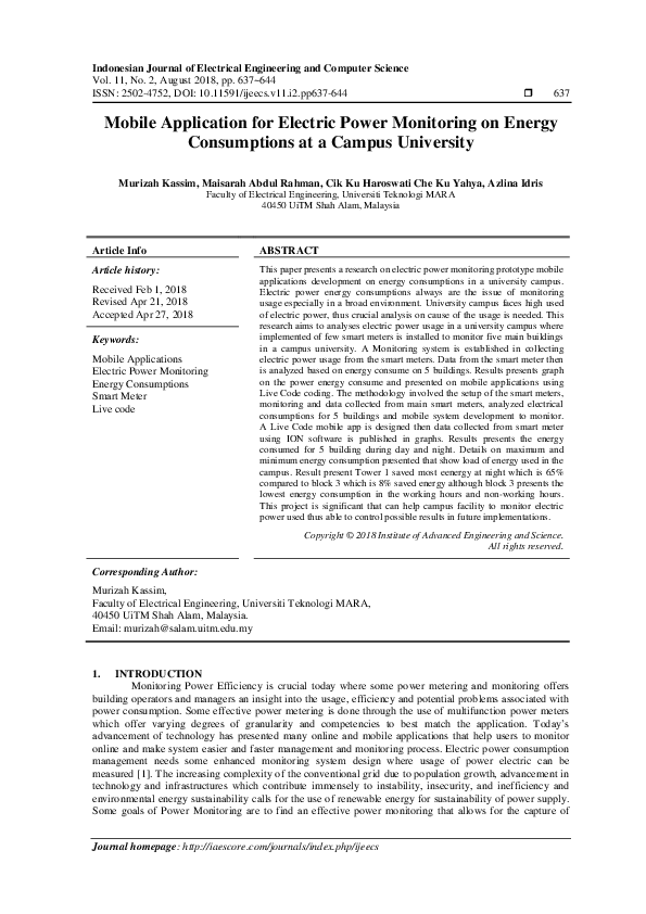 (PDF) Mobile Application for Electric Power Monitoring on Energy ...