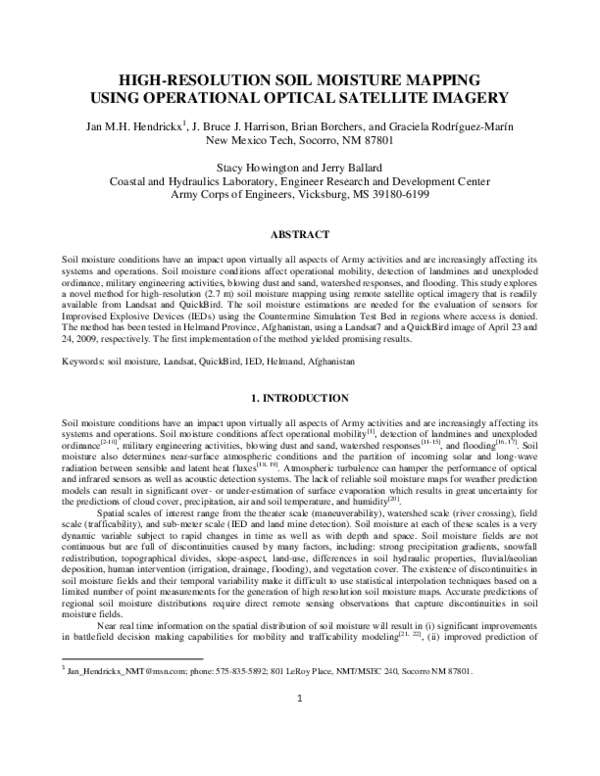(PDF) High-resolution soil moisture mapping using operational optical ...