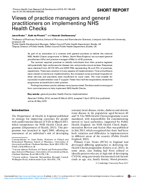 (PDF) Views of practice managers and general practitioners on ...