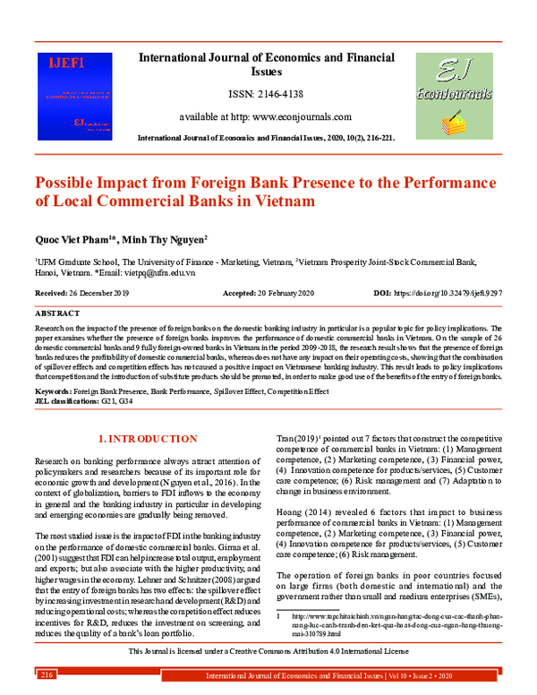 (PDF) Possible Impact from Foreign Bank Presence to the Performance of ...