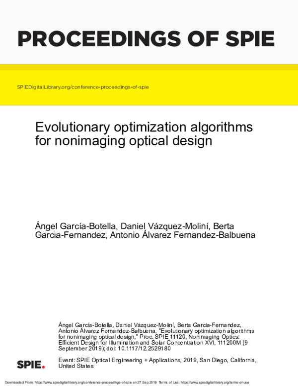 (PDF) Use of evolutionary algorithms for design optimization of power ...