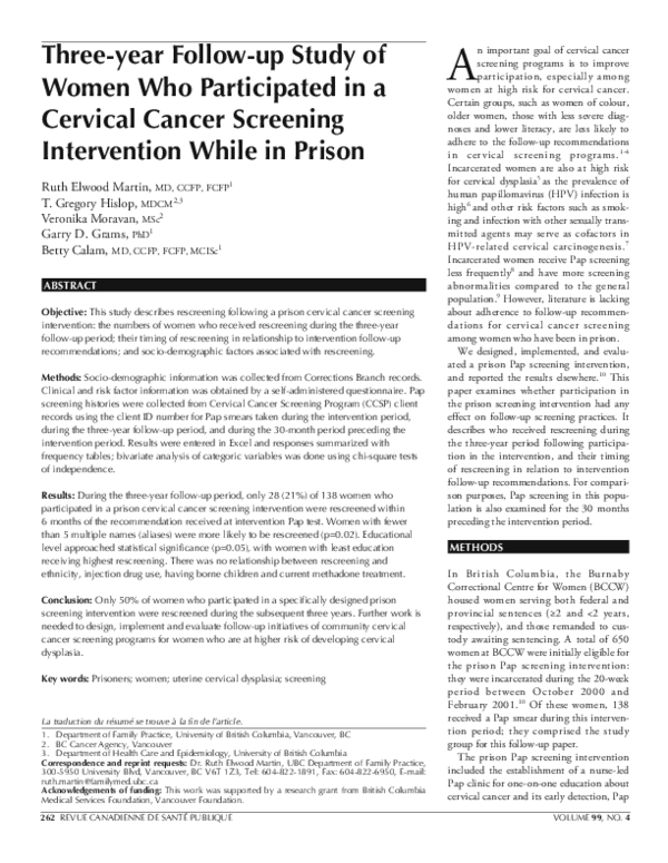 (PDF) Three-year Follow-up Study of Women Who Participated in a ...