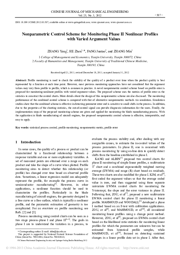 (PDF) Nonparametric Control Scheme for Monitoring Phase II Nonlinear ...