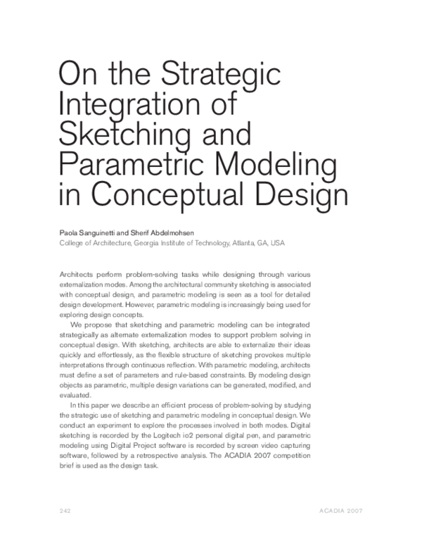 (PDF) 242 On the Strategic Integration of Sketching And Parametric ...