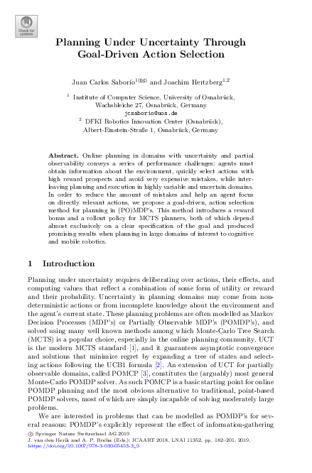 (PDF) Planning Under Uncertainty Through Goal-Driven Action Selection