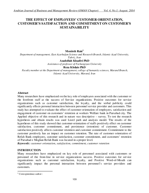 (PDF) The Effect of Employees' Customer Orientation , Customer's ...