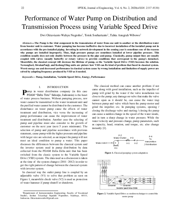 (PDF) Performance of Water Pump on Distribution and Transmission ...