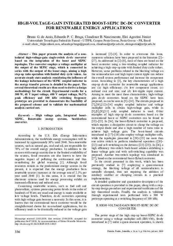 (PDF) A high gain modified SEPIC DC-to-DC boost converter for renewable ...