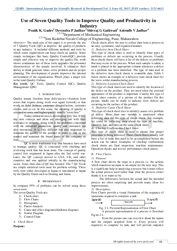 (PDF) Use of Seven Quality Tools to Improve Quality and Productivity in ...