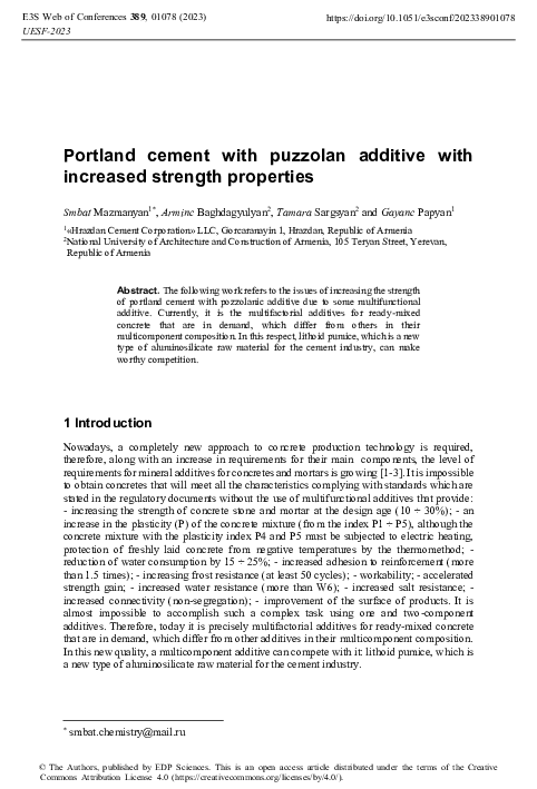 (PDF) Portland cement with puzzolan additive with increased strength ...