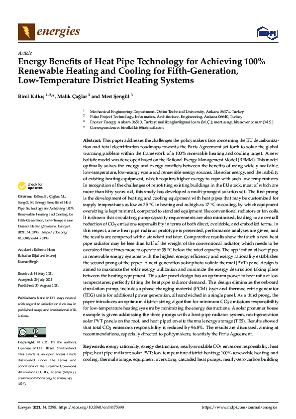 (PDF) Energy Benefits of Heat Pipe Technology for Achieving 100% ...