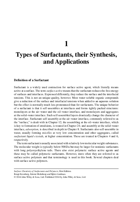(PDF) Surface Chemistry of Surfactants and Polymers