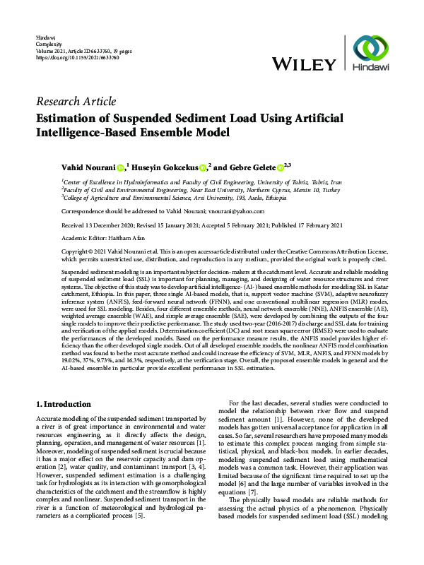 (PDF) Estimation of Suspended Sediment Load Using Artificial ...