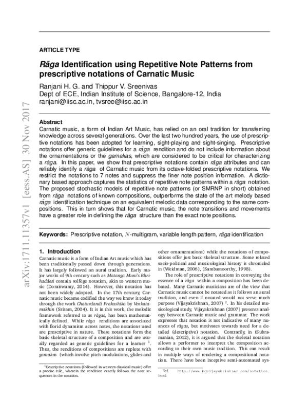 (PDF) Raga Identification using Repetitive Note Patterns from ...