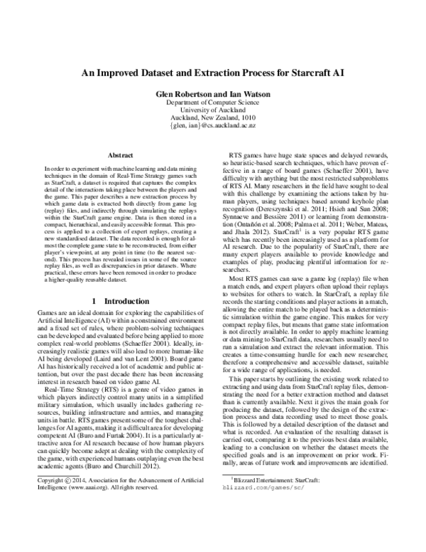 (PDF) An Improved Dataset and Extraction Process for Starcraft AI