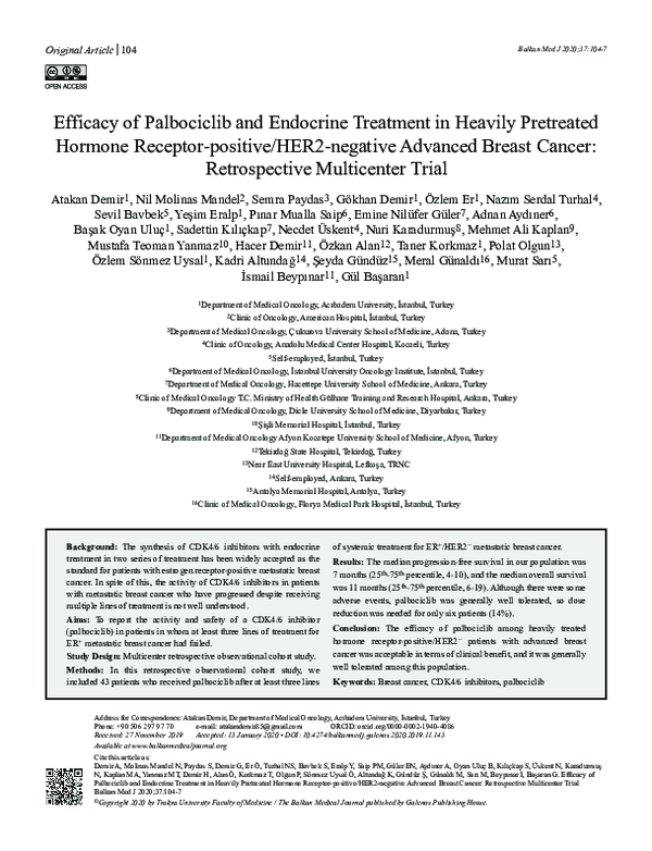 (PDF) Efficacy of Palbociclib and Endocrine Treatment in Heavily ...