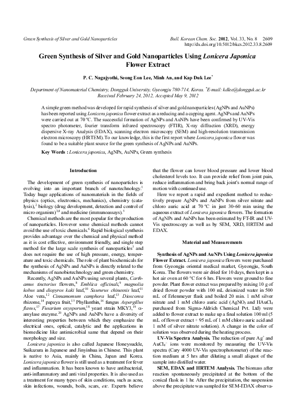 (PDF) Green synthesis of silver and gold nanoparticles using Zingiber ...