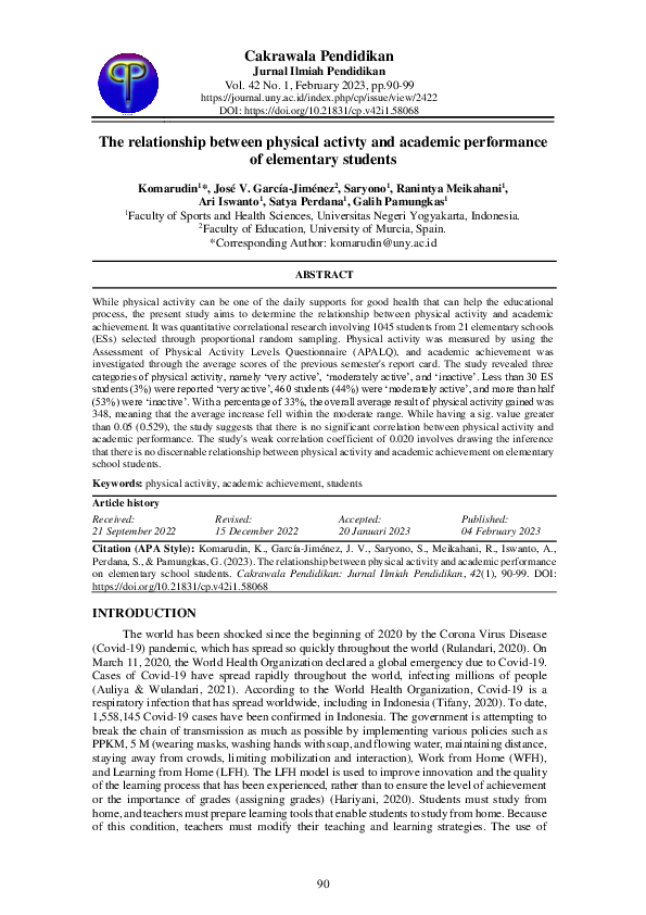 (PDF) The relationship between physical activity and academic ...