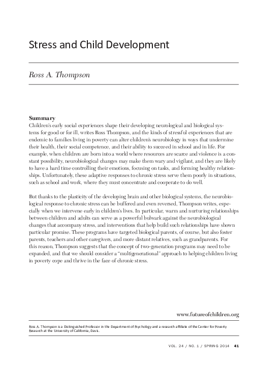 (PDF) Stress and Child Development