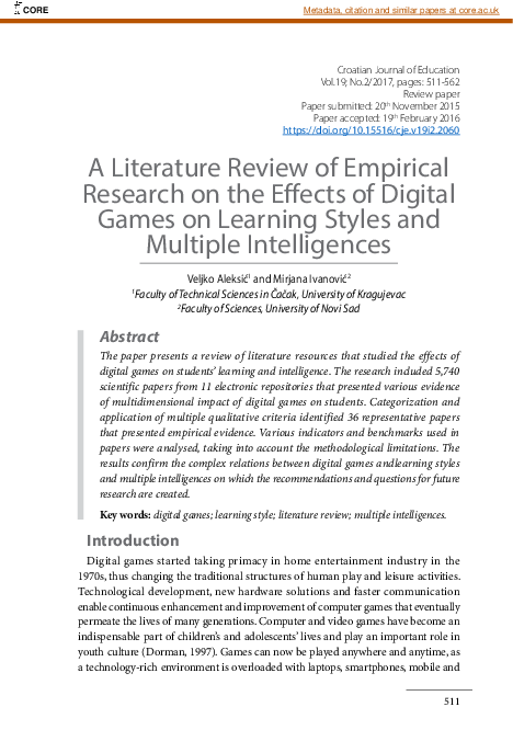 (PDF) A Literature Review of Empirical Research on Effects of Digital ...