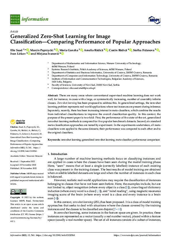(PDF) Generalized Zero-Shot Learning for Image Classification—Comparing ...