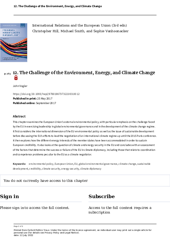 (PDF) 12. The Challenge of the Environment, Energy, and Climate Change