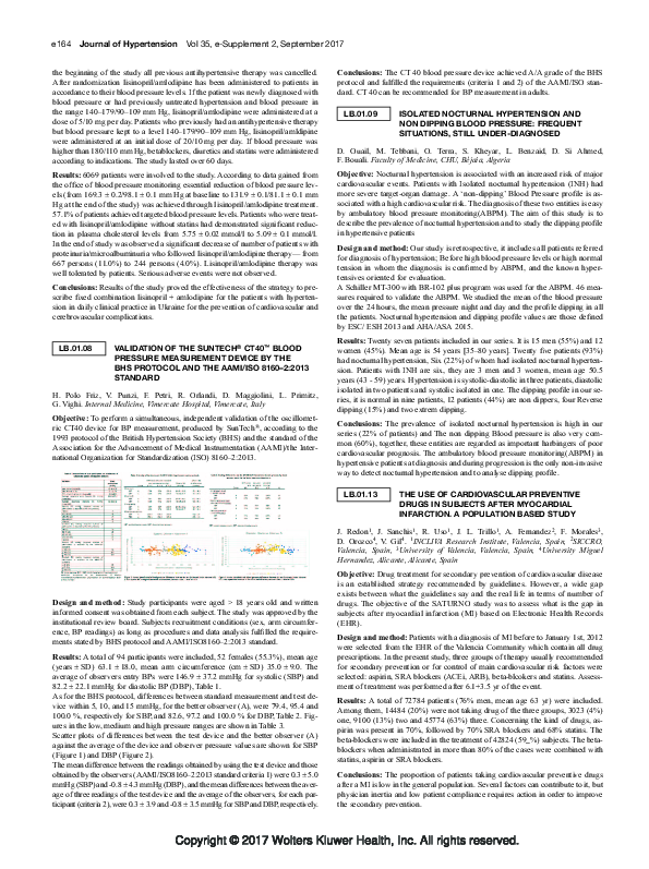 (PDF) [LB.01.08] Validation of the Suntech® CT40™ Blood Pressure ...