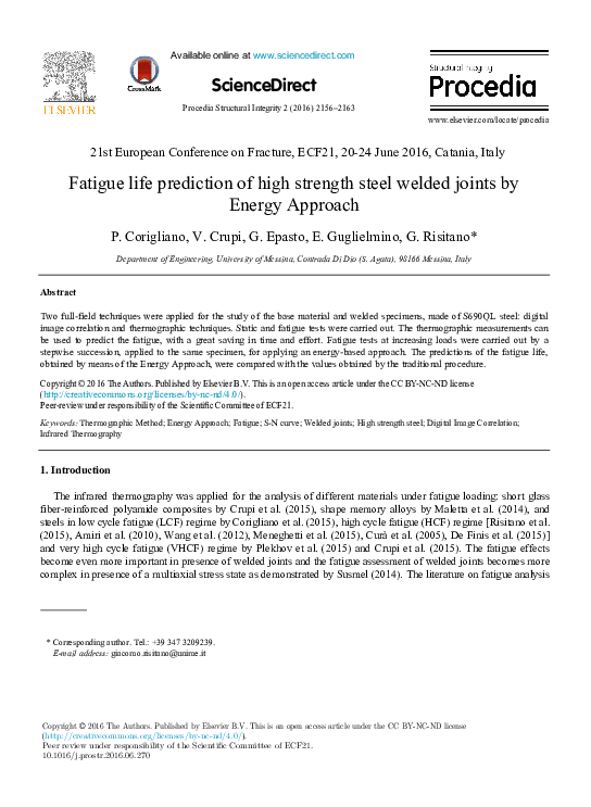 (PDF) Fatigue life prediction of high strength steel welded joints by ...