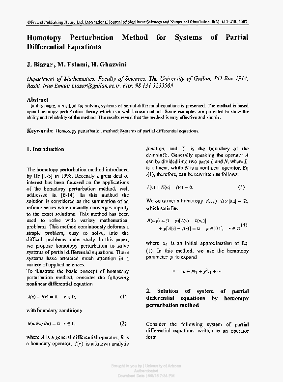 (PDF) Homotopy Perturbation Method for Systems of Partial Differential ...
